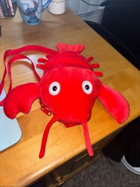 Red Plush Lobster Crossbody Bag